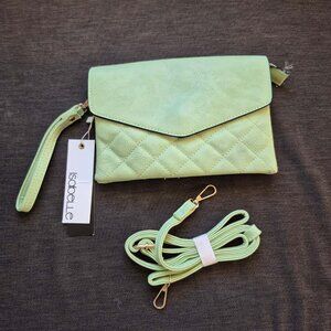 NWT Isabelle Mint Green Quilted Wristlet Crossbody Clutch Bag